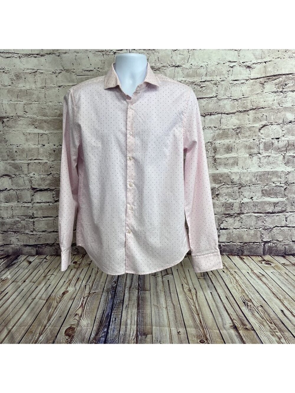Denim & Flower Ricky Singh Pink Navy Dot Button Long Sleeve Shirt